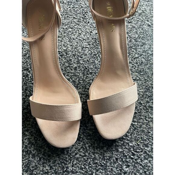 Nude Suede Ankle Strap Pump Heeled Sandals - Picture 6 of 13